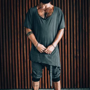 Asymmetric Bamboo Tshirt: Deep Vneck Festival Top