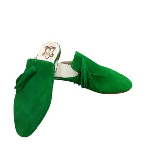 Women’s Black Leather Mules Handmade Pointed Toe Slip